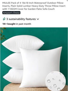 MIULEE White Waterproof Throw Pillow Inserts - Pack of 4